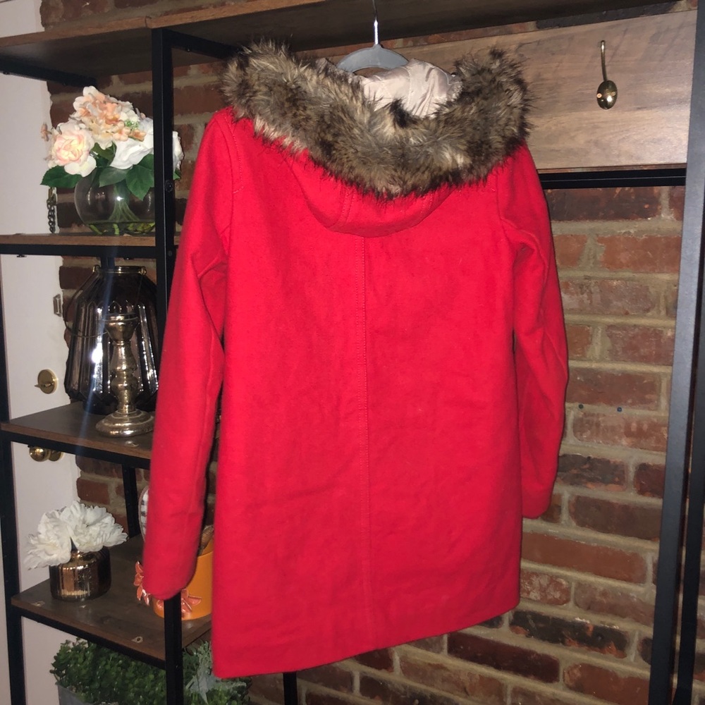 Abercrombie Red Wool Fur Hooded Parka - Sz XS - Picture 11 of 14